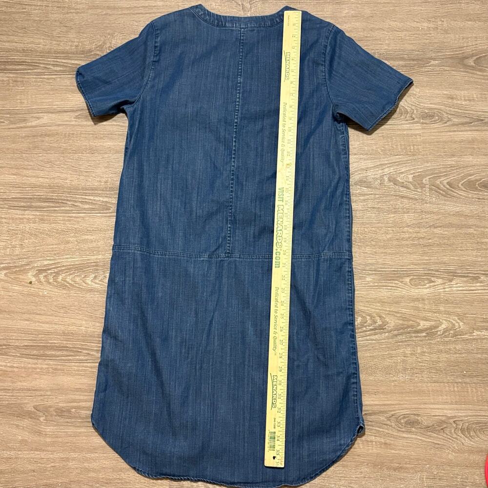 Lands' End Denim Lyocell Shift Dress Womens 8 Blue Chambray Tunic Short Sleeve - Picture 8 of 9